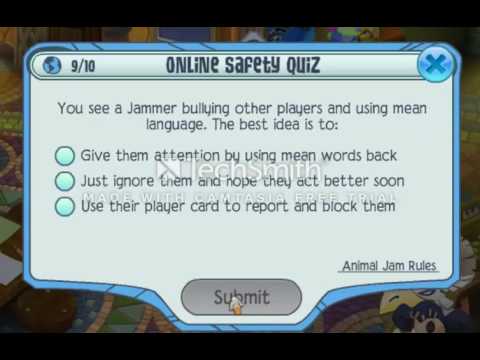 Animal Jam Online Safety Quiz